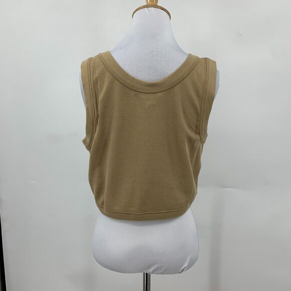 Madewell Crewneck Crop Tank Womens XL Extra Large Seed Khaki Waffle Knit Top - Picture 5 of 13
